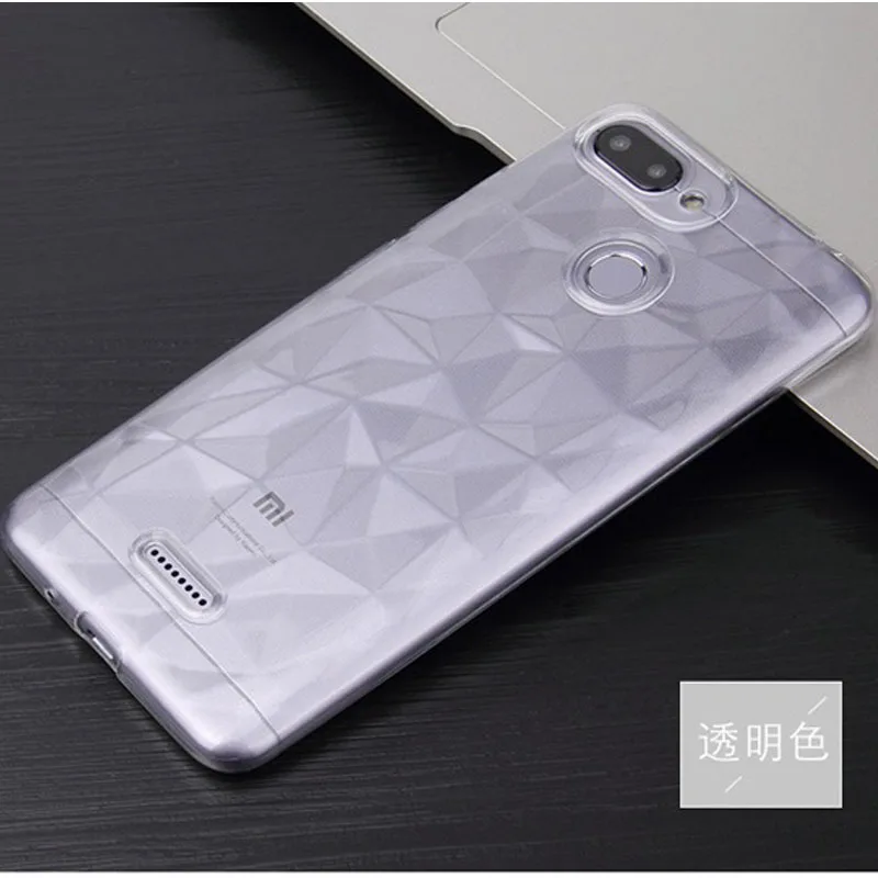 3D Diamond Patterned Transparent Soft TPU Case Cover on sfor Xiaomi Mi 9 se A2 Redmi S2 6A Note 5 5A 7 Clear Silicon Phone Capa  (3)