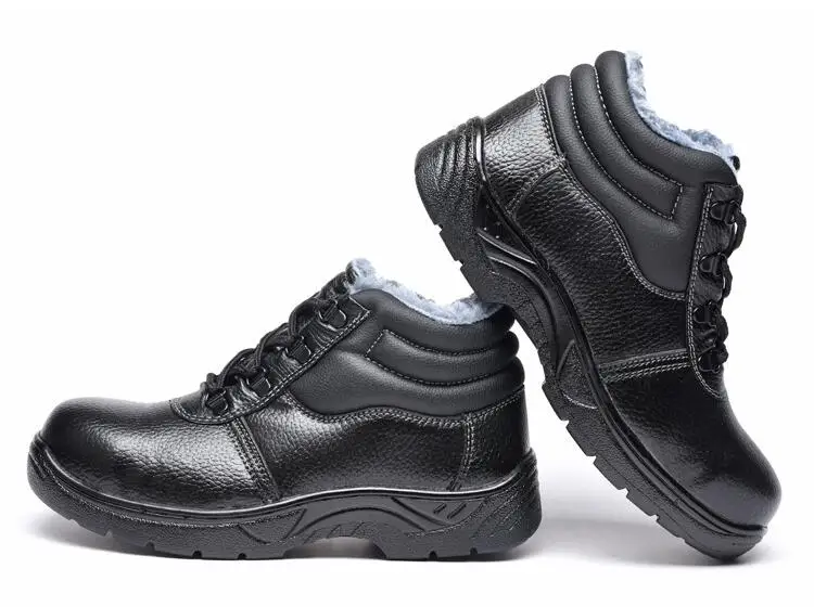 Новые модные мужские большие размеры рабочая обувь со стальным носком туфли из хлопка зимние теплые плюшевые зимние меховые ботильоны безопасная Обувь Защитить Обувь