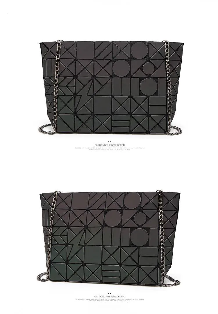 Брендовая дизайнерская женская сумка через плечо модная Лазерная светящаяся маленькая сумка-мессенджер с ремешком на цепочке геометрический клатч с решеткой кошелек