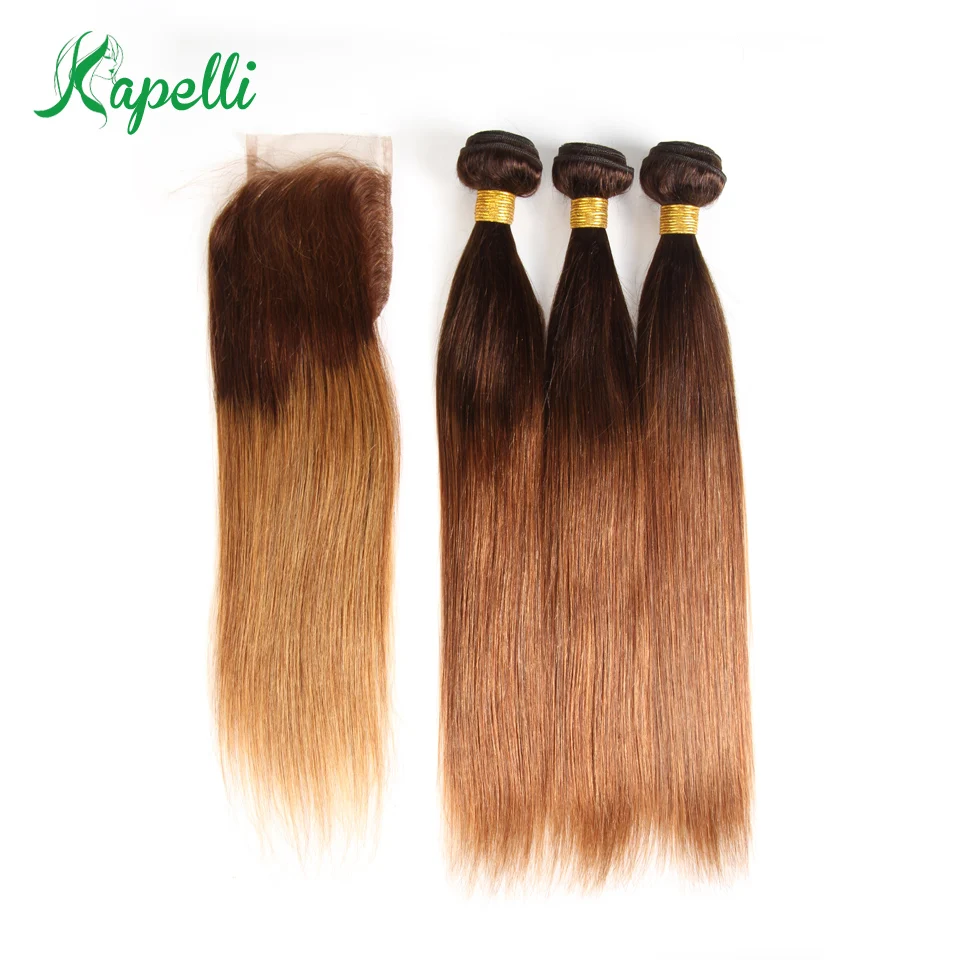 

Ombre Bundles With Closure Brazilian Straight Hair Bundles With Closure Two Tone Ombre 3 Bundles With Closure Human Hair Remy