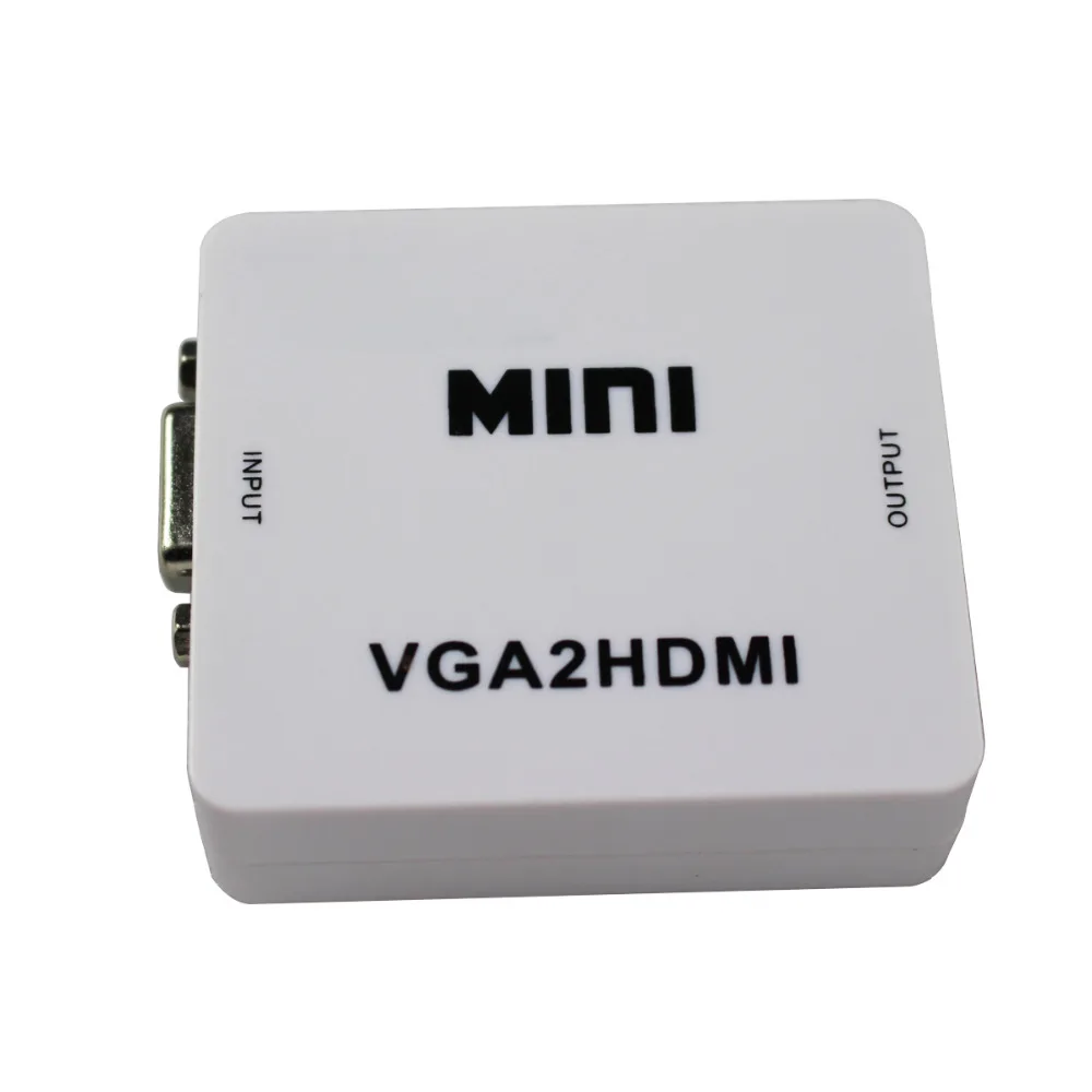 

2pcs/lot Mini Audio+VGA TO HDMI Adapter Video Converter cable Built-in Chipset 1080P VGA2HDMI for PC laptop to HDTV Projector