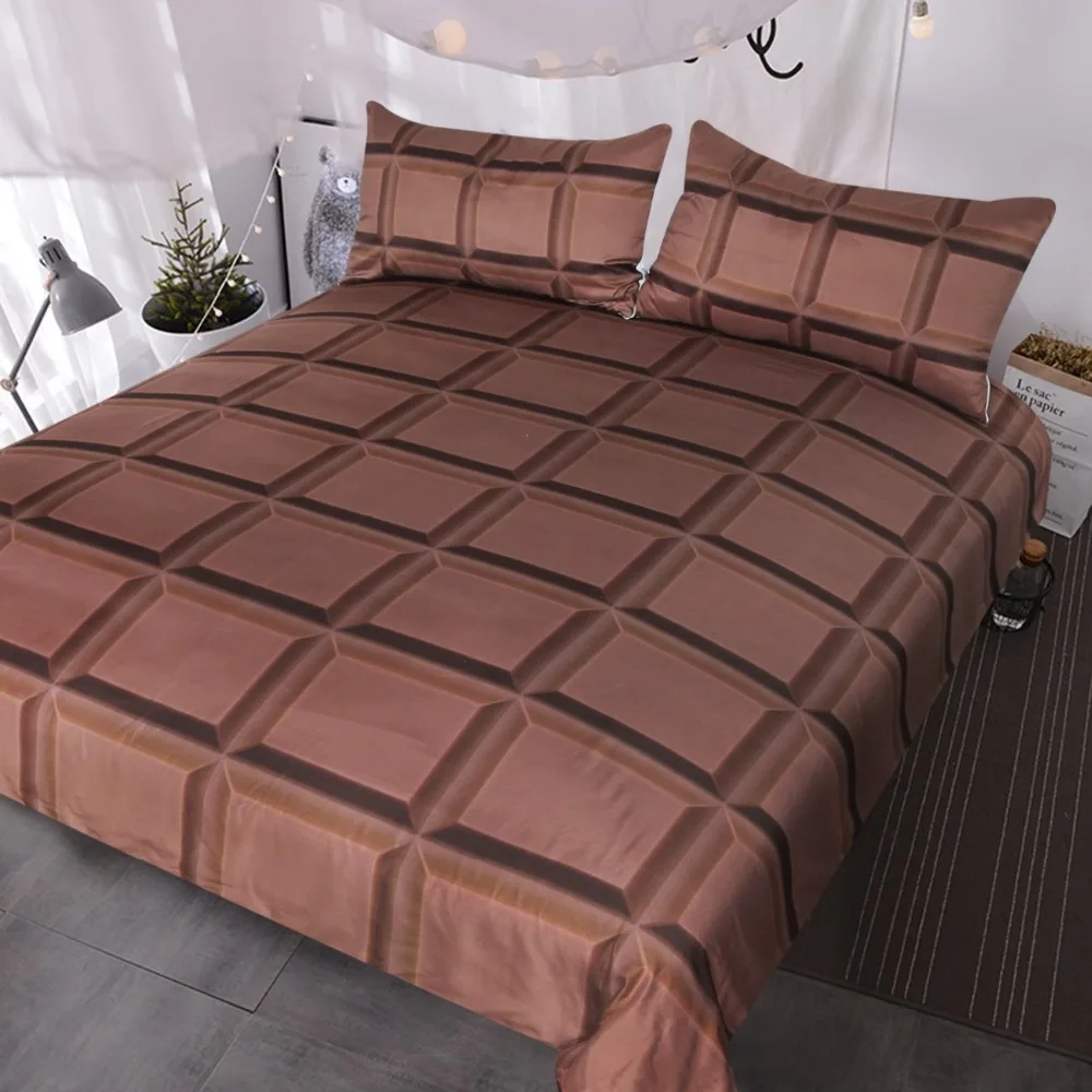 

Chocolate Bar Bedding 3 Piece Super Soft Funny Bed Sets 3d Realistic Giant Chocolate Duvet Cover for Boys Girls