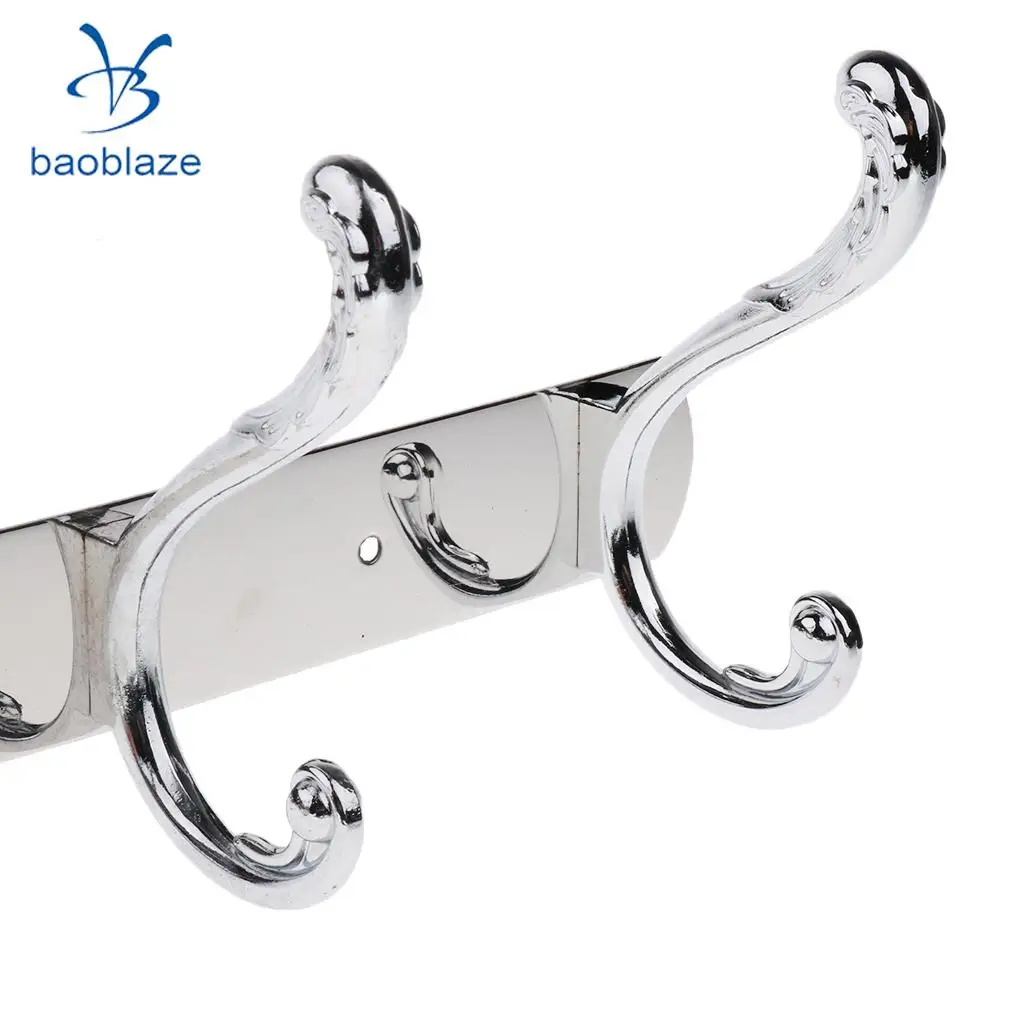 5-Hooks Hanger Hook Rail for Bathroom Towel Kitchenware Clothes Coat Wall Door Mounted Hooks	
