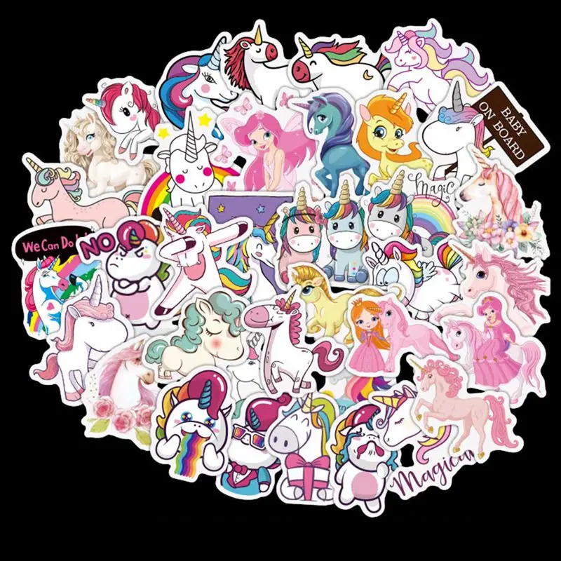 

50 Pcs Unicorn Funny Stickers for Laptop Skateboad Bicycles Phone Car Styling Motorcycle Vinyl Decals Cute Fashion DIY Sticker