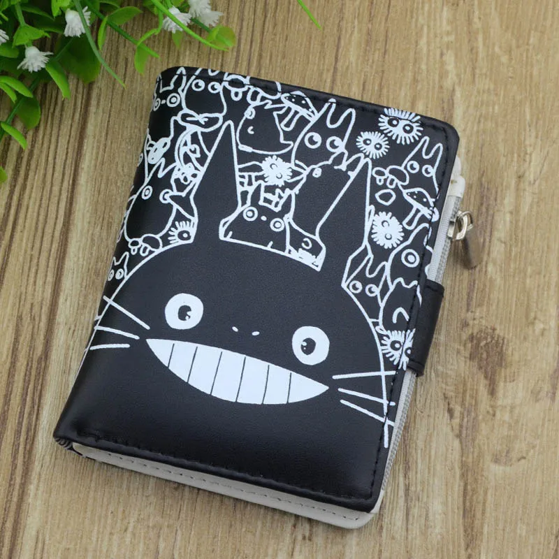 Аниме Хацунэ Мику PU черный короткий нулевой кошелек высокое качество кошелек с внутренней молнией карман Кнопка стиль мешок денег - Цвет: My Neighbor Totoro