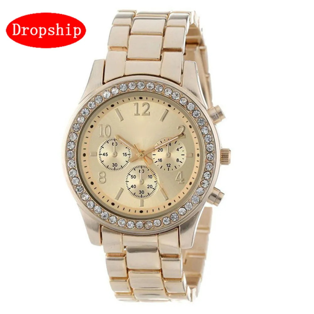 

Fashion Dress Watches Men Women Faux Reloj Hombre Chronograph Quartz Plated Classic Round Crystals Watch relogio masculino