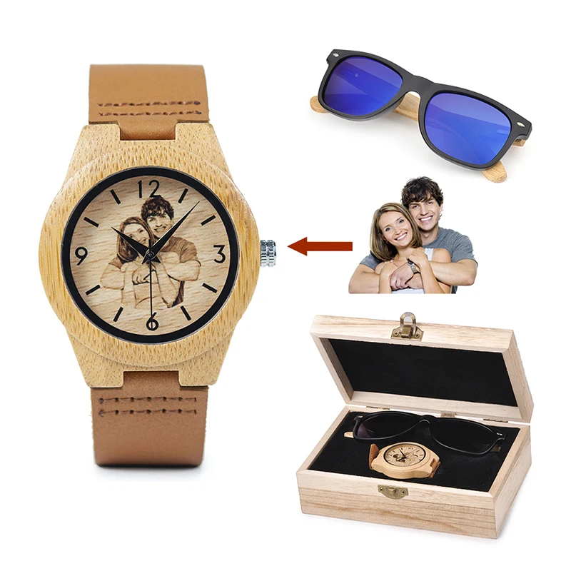 

BOBO BIRD Custom Wood watch and Sunglasses Men Women Watches Luxury Idea Gifts with Wooden Box erkek kol saati