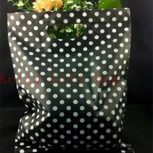 100 шт/партия 25x35 см круглые точки черный большой пластиковый пакет для упаковки ювелирных изделий с ручкой подарок из бутика упаковка пластиковых пакетов