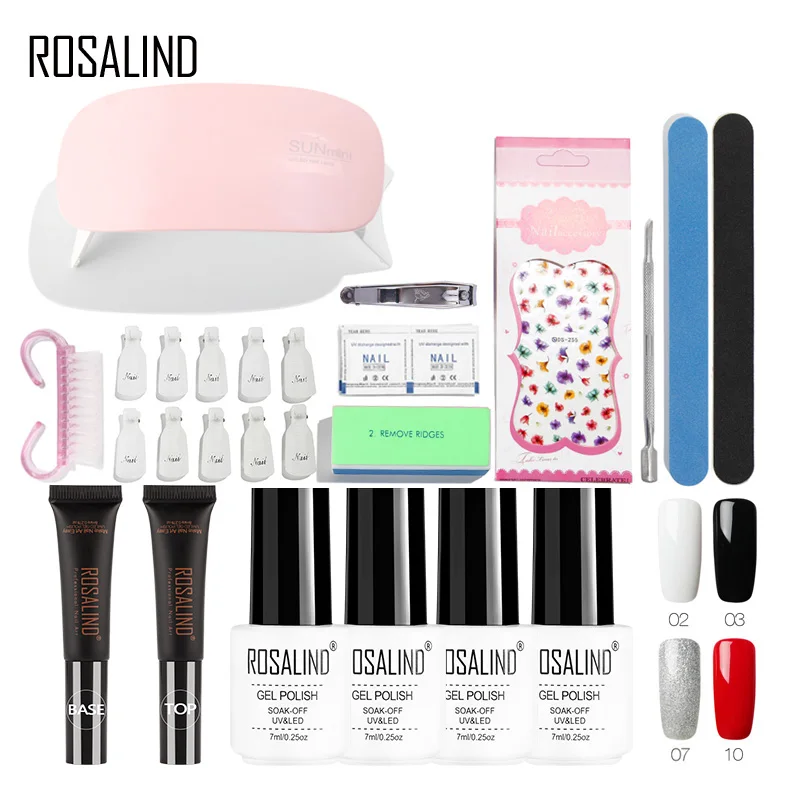 

US$1 OFF Per US$2 ROSALIND Gel Nail Tools Kit With Lamp Set For Manicure Gel Nail Polish Bursh Form Nail Extension Gel Varnish