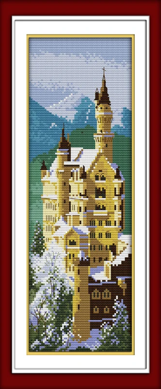 

German Swan Stone Castle Chinese Cross Stitch 11CT 14CT Print Cross Stitch Landscape Embroidery Set Manual Needlework