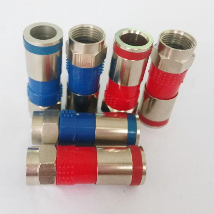 50 шт. красный RG6 коаксиальный компрессионный кабель f Разъем rg6 Тип RF переходник |