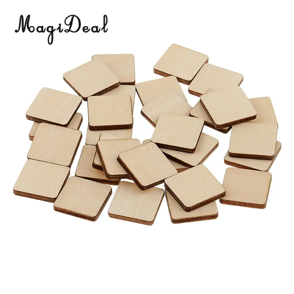 MagiDeal Square MDF Unfinished Wood Pieces Blank Plaque DIY Craft Projects for Pyrography Crafts Party & Holiday DIY Decorations