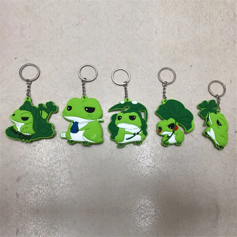 Game Travel Frog Keychain Pendant Toys Cute Cartoon Frogs Keychain PVC Figures Toys Key Bag Pendnants 10pcslot 6-8cm  (1)
