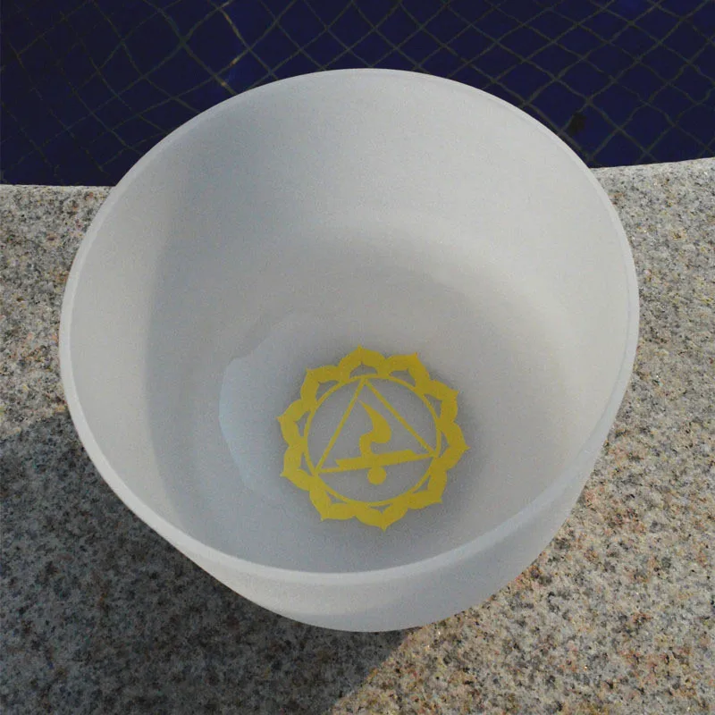 

HF 11 inches Painted Singing Chakra Symbol Frosted Bowl Any Note CDEFGABC# Customizable For Yoga With Bag