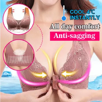 

Women Adjustable Bra Sports Front Closure Extra-Elastic Breathable Lace Push Up Bra Women's Comfort Wireless Bra Plus Size