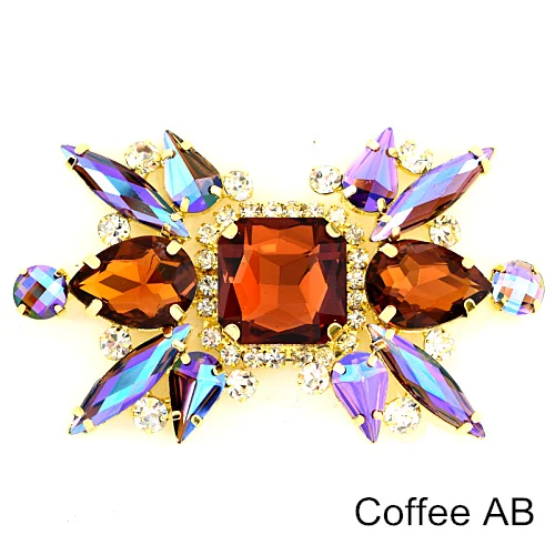 4 формы, 1 шт., цветные стразы с кристаллами AB, аппликация, пришитые стразы, Золотое дно для украшения шляпы, свадебное платье B1213 - Цвет: Coffee AB