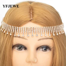 YFJEWE, Новое поступление, женская мода, кристальная цепочка на голову, эластичная лента для волос для девушек, женские аксессуары для волос, вечерние,, H015