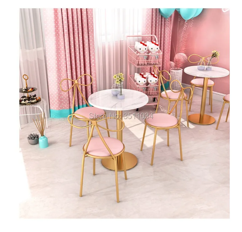 Princess bar chiar Bar stool Flannelette cushion backrest refreshing net red ins dessert restaurant economical Nordic chair