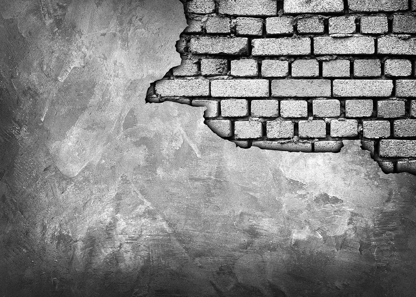 Треснувшая стена показывающая скрытую кирпичную стену фото фон для детской