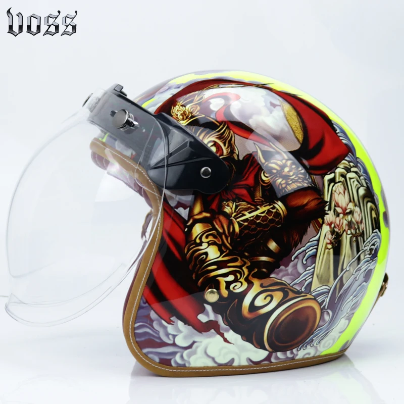Новейший мотоциклетный шлем в стиле ретро 3/4 открытый шлем Caribbean узор точка одобренный высококачественный Мото шлем - Цвет: 3C