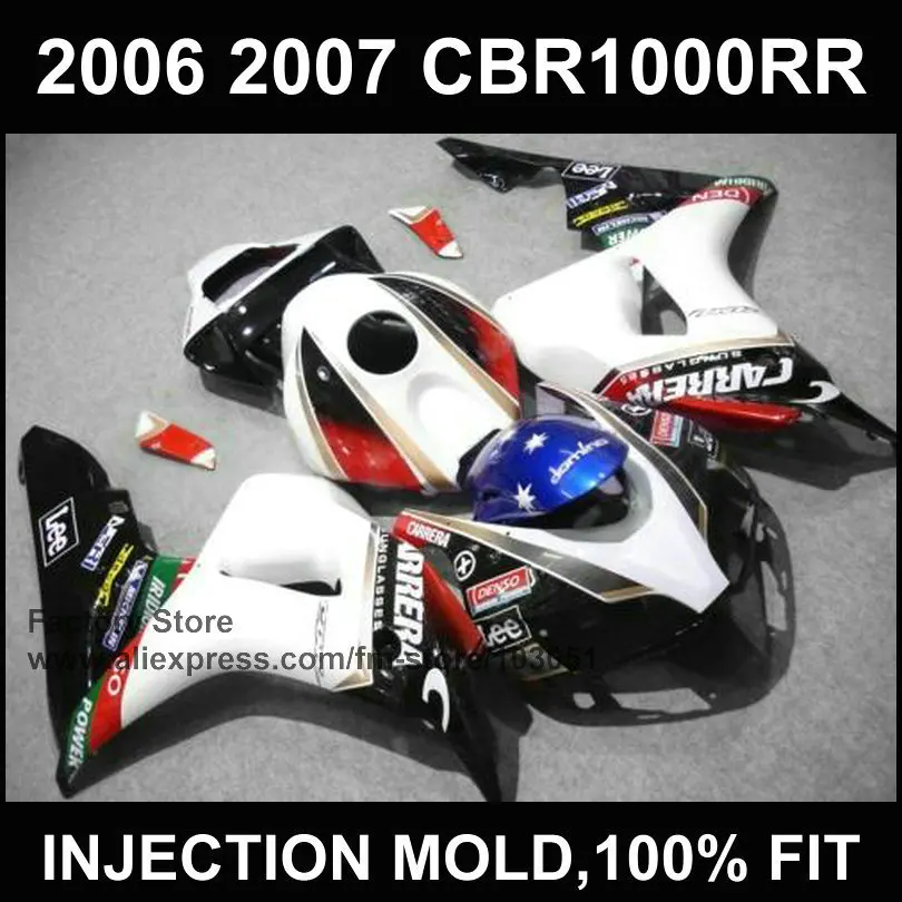 

ABS plastic motorcycle Injection Fairings kits for HONDA 06 07 CBR1000RR 2006 2007 CBR 1000RR fireblade white blue fairing set