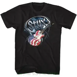 Стикс мужские новая футболка музыка официальная флаг Гитары черный хлопок Размеры SM-5xl