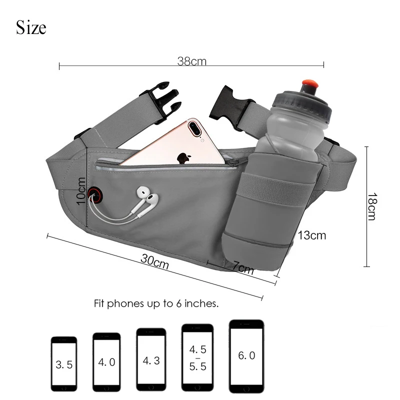 Для мужчин беговое полотно с бутылки поясная сумка светильник модные женские туфли; для воды; для бега ремень спортивные часы мобильный телефон для телефона для бутылок Фитнес аксессуары