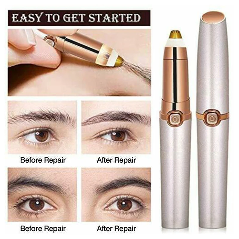 

Mini Electric Eyebrow Trimmer Lipstick Brows Pen Hair Remover Painless Eye brow Razor Epilator with LED Light Eyebrow Trimme