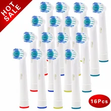 Cabeças de substituição para escova elétrica oral-b, 16 peças, advance power/pro health/triunfo/3d excel/vitalidade precisão limpo
