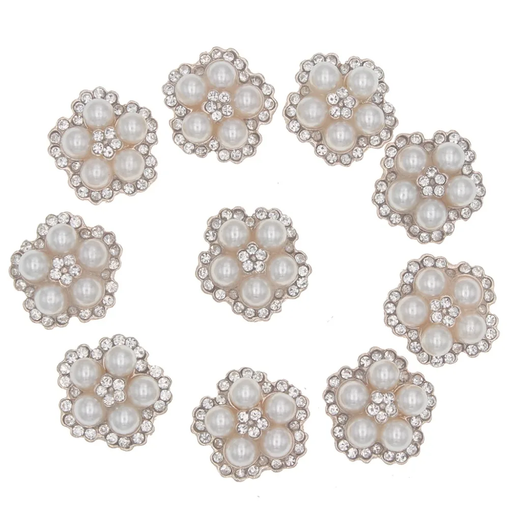 

Rhinestone Pearl Button Metal Buttons Decorative Diamante Bridal Appliques for Craft Wholesale Crystal Trim Beaded Boton Jewelry