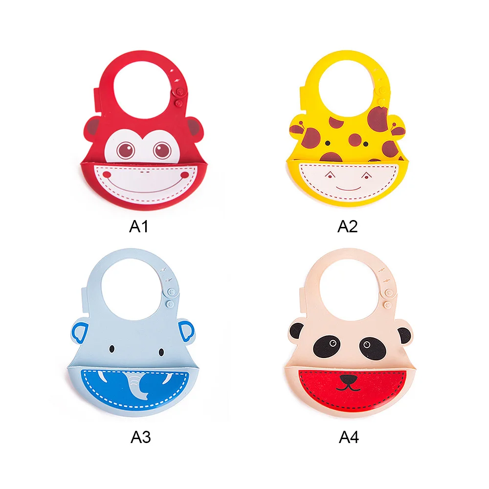 Baby Stuff Silicone Bibs Girl Cartoon Soft Fold Silica Gel Adjustable Waterproof Feeding Bib Boy Accessories Baby Bibs Aprons