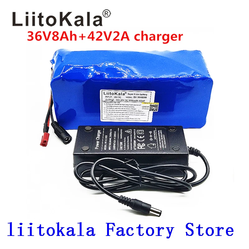 LiitoKala 36 В 8ah 18650 Вт 500 литиевая батарея 36 В 8AH Электрический велосипед батарея с ПВХ чехол для электрического велосипеда 42 в 2A зарядное