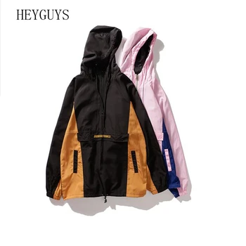 

Off-shoulder Color Block Patchwork Men's Jacket 2020 New Fashion Pullover Front Half Zipper Hip Hop Jackets Men 2 Colors