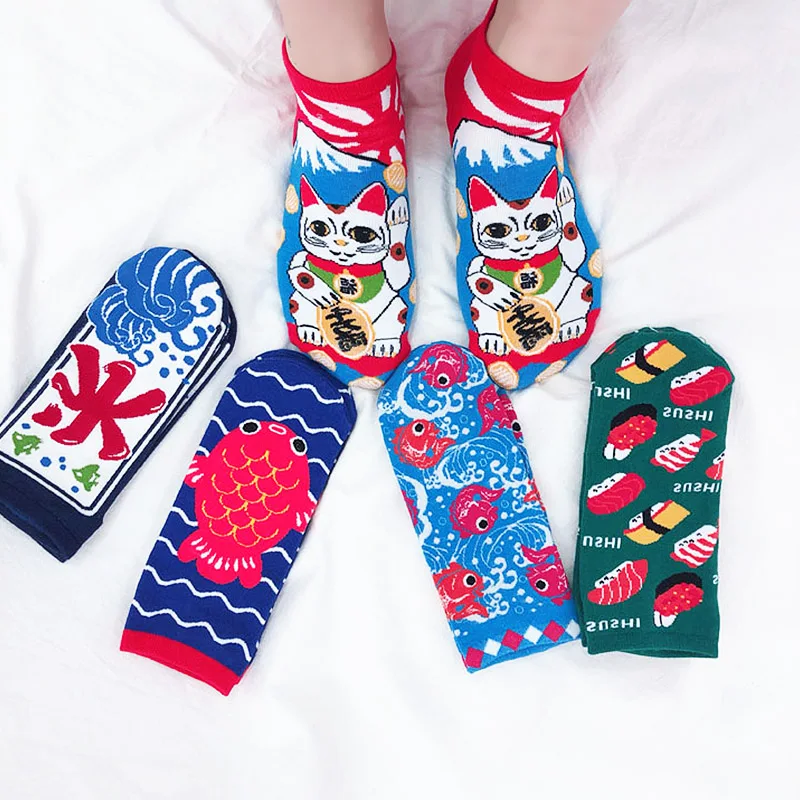 

Sale Cartoon Cat Cute Women Socks Fashion Harajuku Print Pattern Casual Low Cut Ankle Socks Meias Drop Shipping