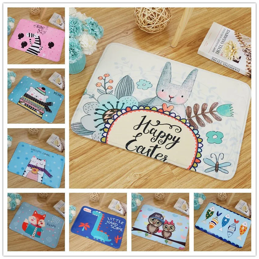 Скандинавские Мультяшные печатные коврики для ванной комнаты дверной коврик для гостиной, спальни, ванной дверной проем, нескользящий коврик для грязевого пола кухонные коврики