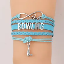 10 шт./партия) Бесконечная любовь браслет «Боулинг» с шармом для боулинга плетеные кожаные браслеты и браслеты ювелирные изделия 5 цветов для женщин и мужчин