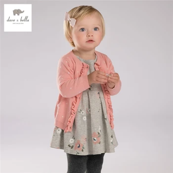 

DB3640 dave bella autumn baby girls navy pink cardigan girls pink dots jacquard sweater