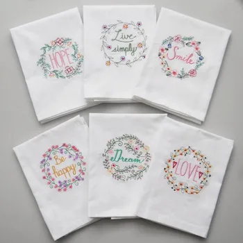 

100pcs/lot High-quality Embroidered Tea Towels Cotton Napkins Table Napkins Home Kitchen Servetten Wedding Cloth Napkins 45*70cm