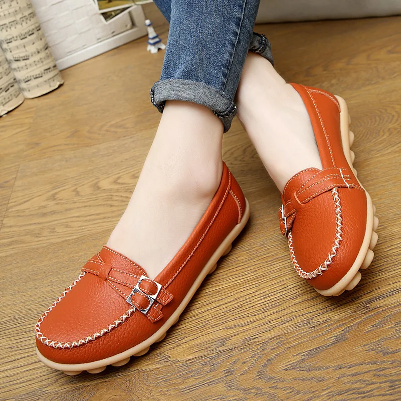 

Women Flats Soft Loafers Women High Quality leather Shoes Women Nurse Ballerina Shoes Plus Size Women Casual Shoes Zapatos Mujer