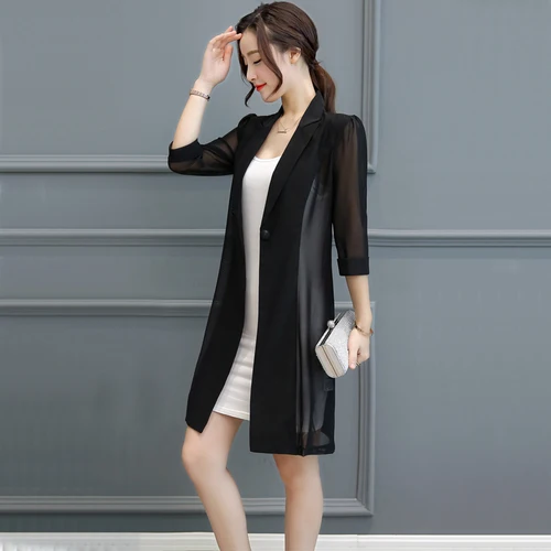 Плюс Размеры 4XL Корейский Летний костюм женский пиджак кардиган простой Повседневное леди Повседневная обувь Для женщин Блейзер пиджаки Лидер продаж LX1757 - Цвет: black