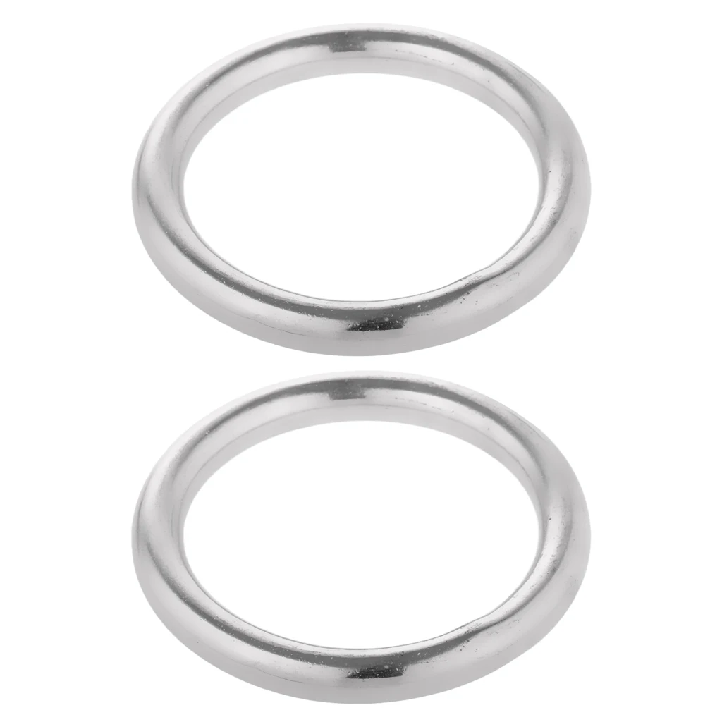 2Pcs/Set Smooth Polished Stainless Steel O Ring Vessel Boat Ship Fastener O-Ring 80mm+70mm