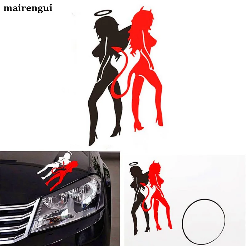 

Reflective Angel and Demon Car Stickers styling Sexy Film Engine Cover Car Body Scratch Sticker For bmw Audi jeep peugeot decals