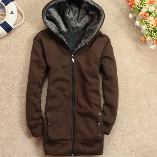 2018 Fashion Winter Women Long Hooded Sweatshirt Coat Warm Thicken