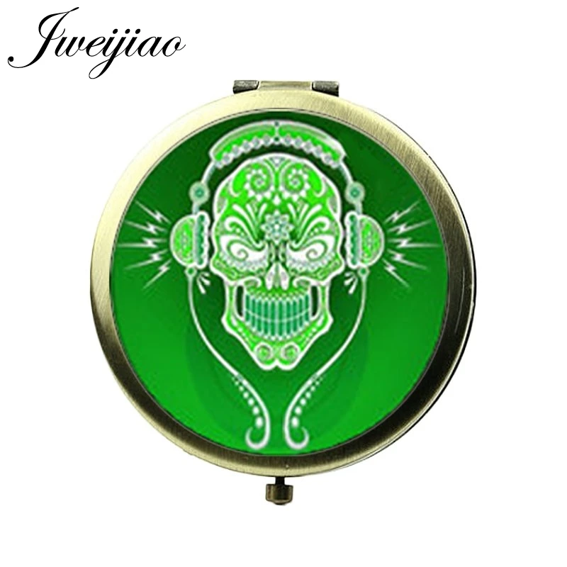 JWEIJIAO американский флаг стеклянный череп кабошон карманное зеркало хна Skullcandy для женщин Красота портативное круглое карманное зеркало для макияжа подарок - Цвет: T590
