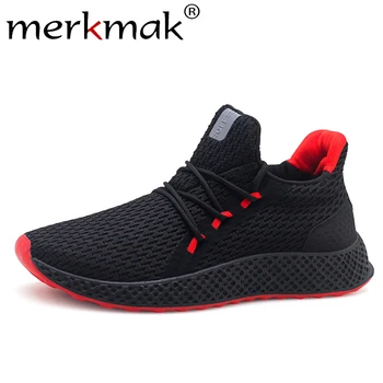 

Merkmak Spring Sneakers Men Shoes 2019 New Summer Fashion Lace Up Weave Casual Mesh Breathable Sport Footwear Flats Men's Shoes