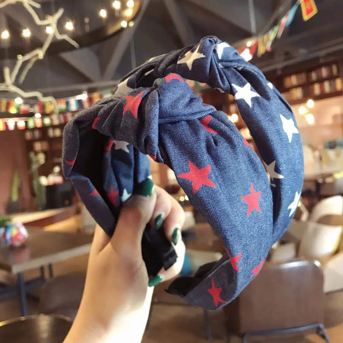 

Retro Cowboy Bows Wide Headbands Knotted Hair hoop Ties Rabbit Ear Hairbands Fashion Denim Hair Accessories For Women