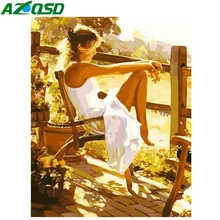 AZQSD Unframe Diy картина масляная краска по номерам портретная краска по номерам для домашнего декора Холст Краска для женщин 40X50 см A509