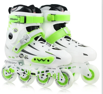 Профессиональные роликовые коньки для взрослых, высокое качество, свободный стиль, коньки для катания на коньках, хоккейные коньки - Цвет: White green