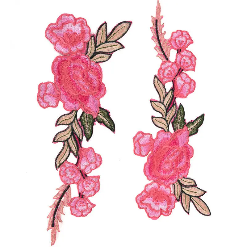 

2pcs Flowers Embroidered Patches Iron on Sewing Stickers for Clothing Applique Diy Accessories Craft Decoration