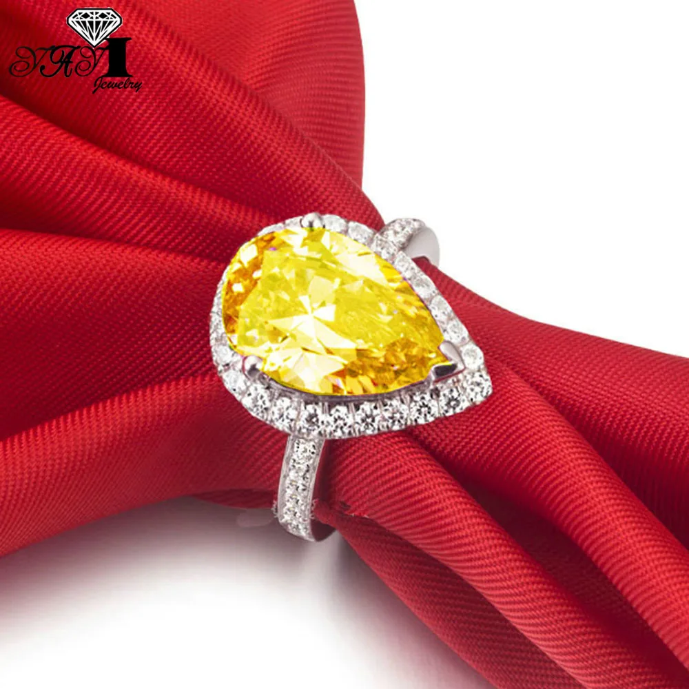 Яйи Модные женские ювелирные изделия кольцо 4CT золото Цвет цирконами серебряные